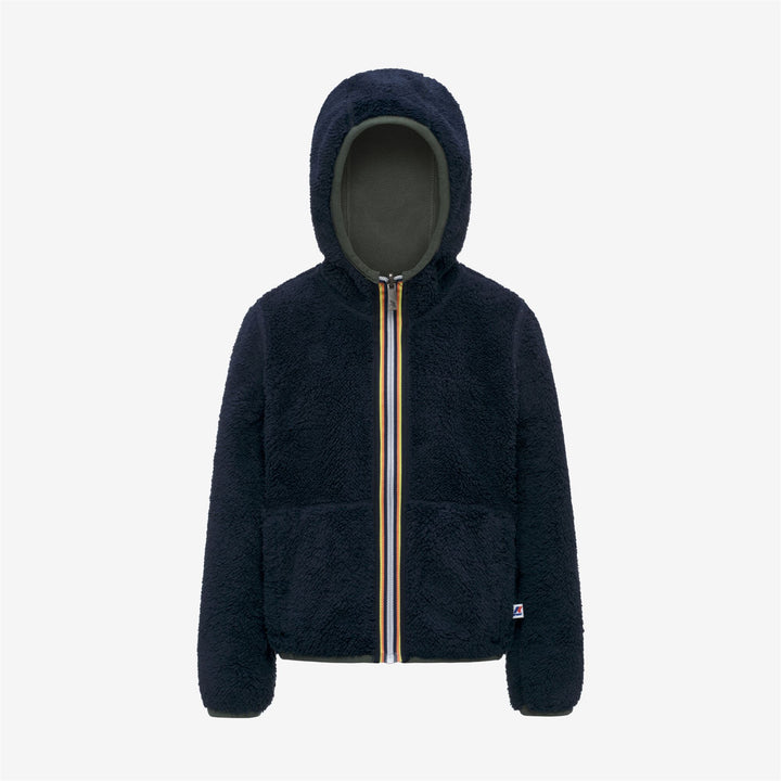 Chaqueta polar reversible verde para niño con bolsillos 1