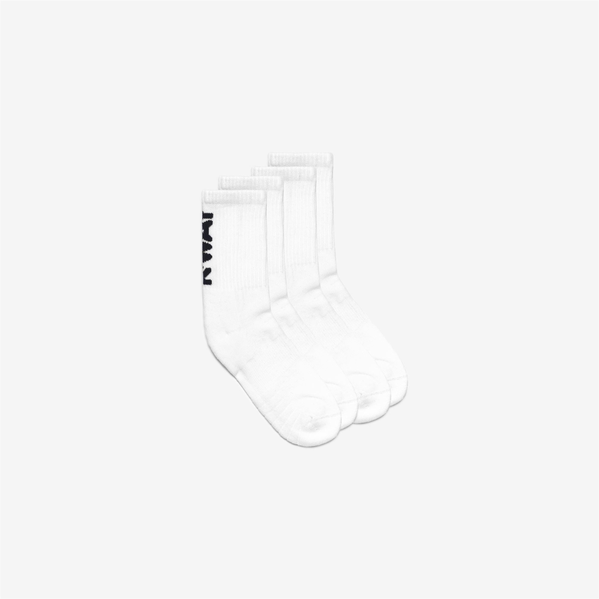 Socks_MAN_ANSELMO LETTERING BIPACK_Crew Sock_White - Blue Md Cobalt - Commercial 1
