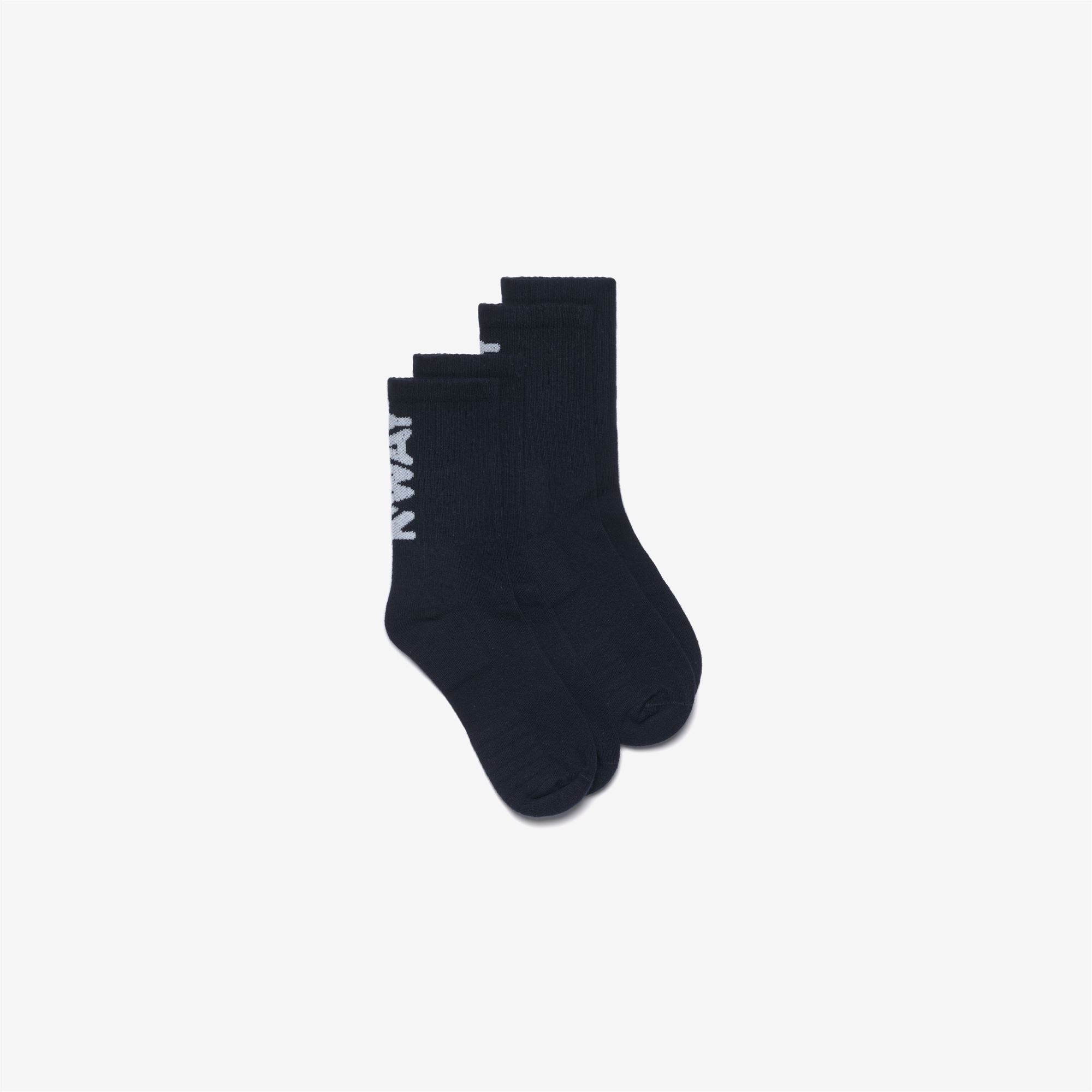 Socks_MAN_ANSELMO LETTERING BIPACK_Crew Sock_Blue Depth - White - Commercial 1