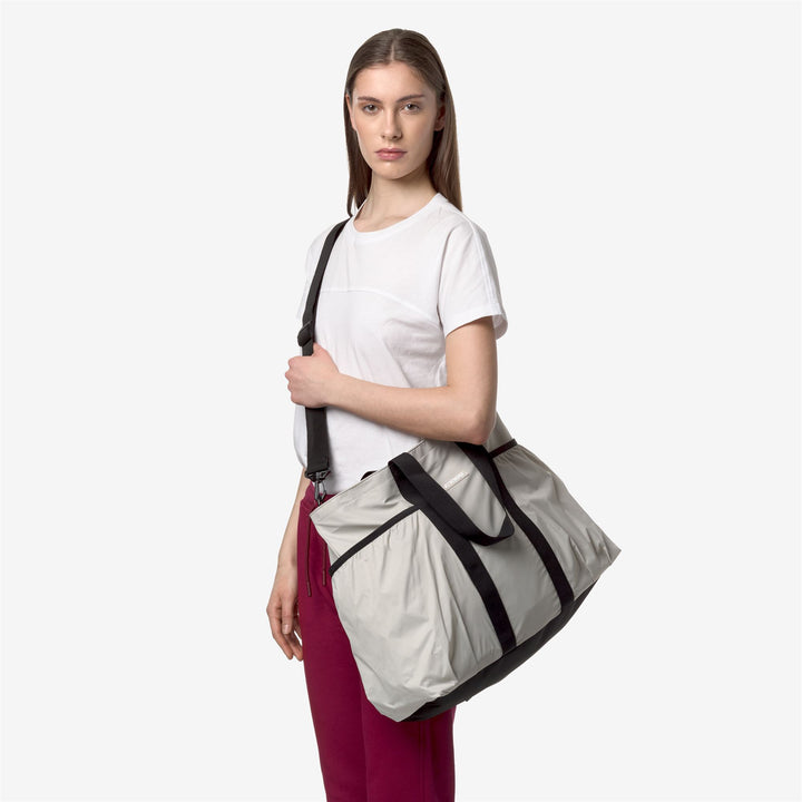 Beige Grey Unisex Versatile Waterproof Beach Tote Bag with Pouches 4