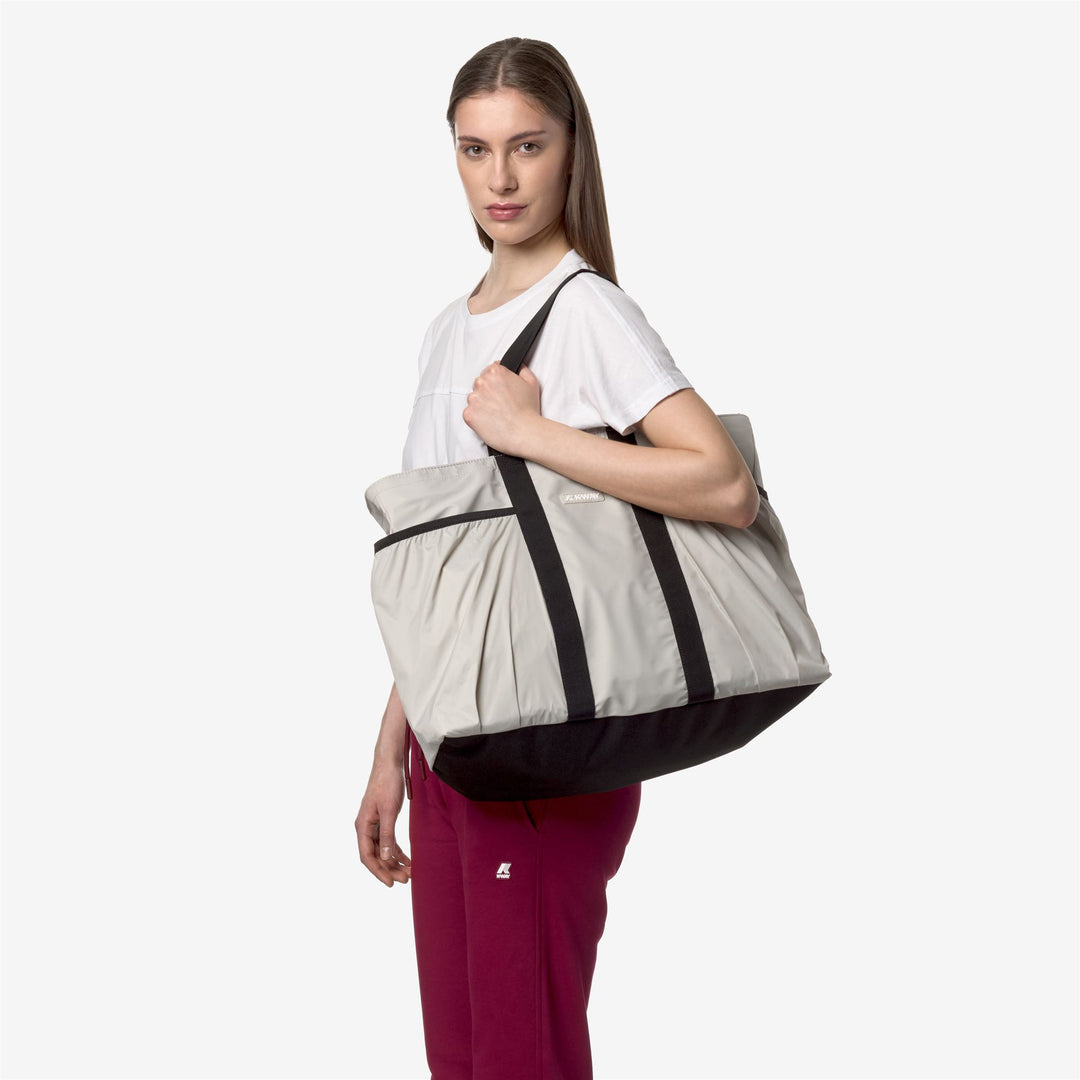 Beige Grey Unisex Versatile Waterproof Beach Tote Bag with Pouches main