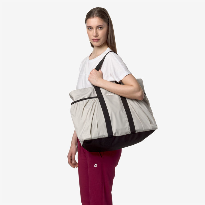 Beige Grey Unisex Versatile Waterproof Beach Tote Bag with Pouches 5