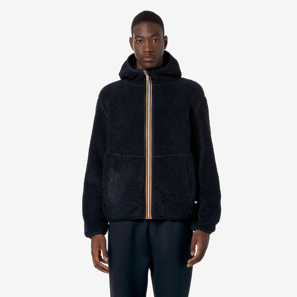Chaqueta de forro polar reversible azul para hombre con capas de sherpa y polar 02