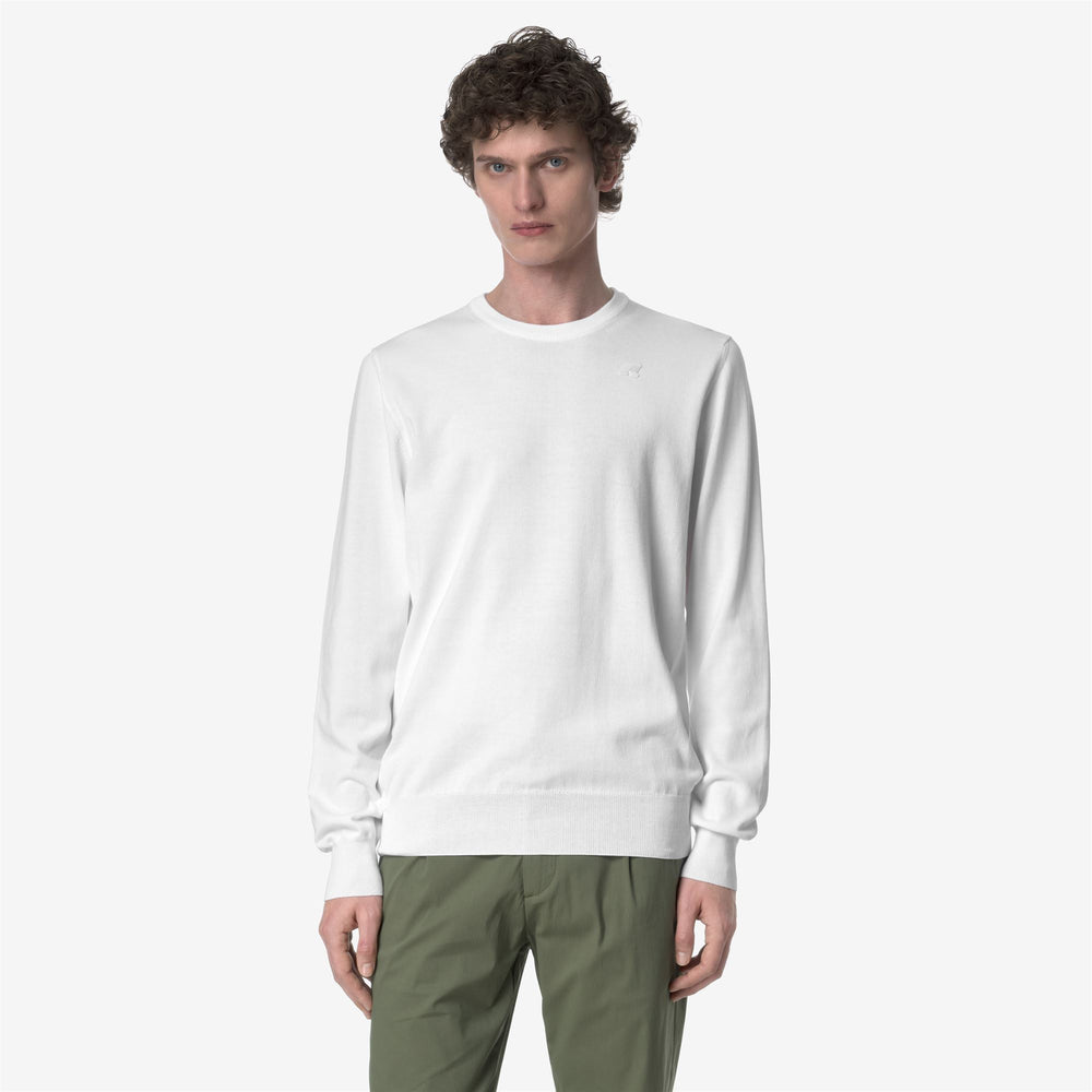 Maglione a Collo Giro D'Uomo in Cotone Grigio e Bianco per Estate 02