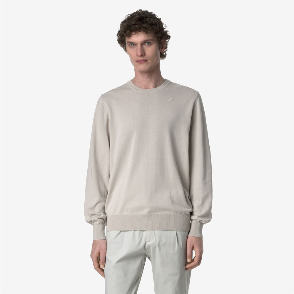 Maglione a Collo Alto in Cotone Beige Grigio Uomo per Estate 02