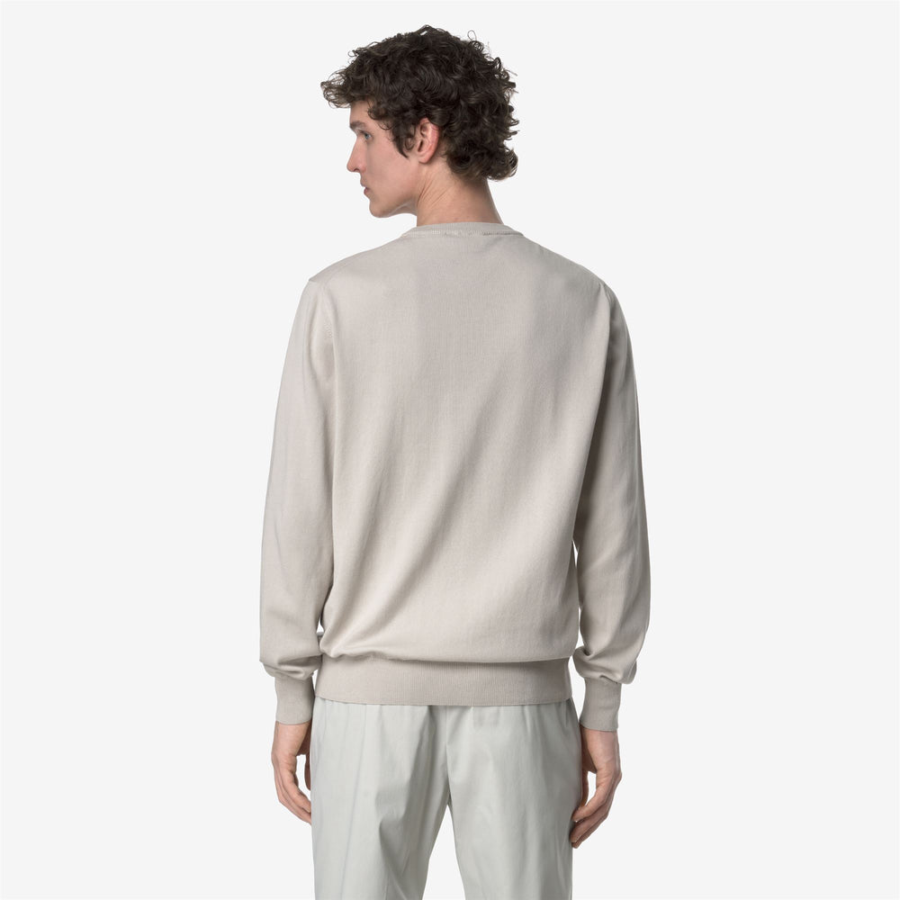 Beige Grey Men's Cotton Crewneck Pullover Sweater for Summer 02