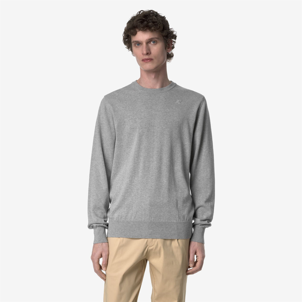 Maglione Estivo in Cotone Grigio con Collo Giro Uomo 02