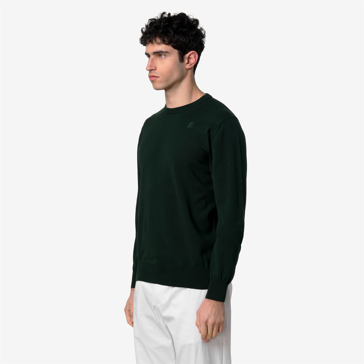 Knitwear_Man_SEBASTIEN COTTON PS_Pull Over_Green Deep Forest - Commercial 5