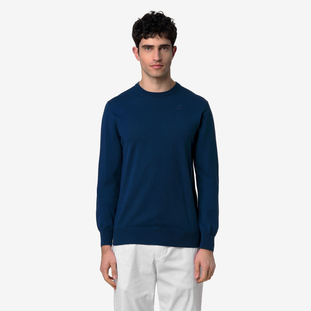 Knitwear_Man_SEBASTIEN COTTON PS_Pull Over_Blue Dk Denim - Commercial 4