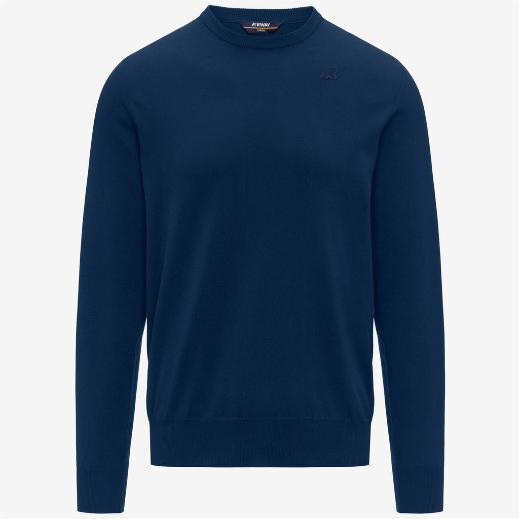Knitwear_Man_SEBASTIEN COTTON PS_Pull Over_Blue Dk Denim - Commercial 1