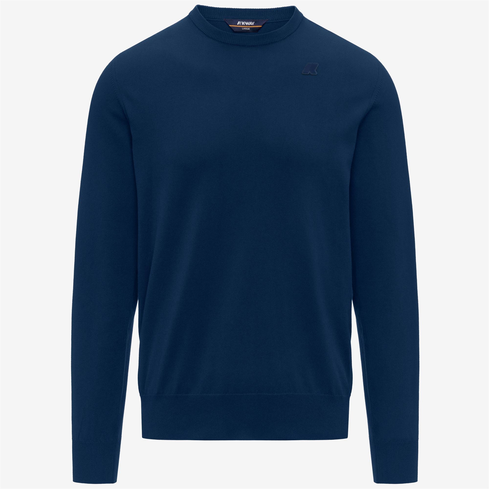 Knitwear_Man_SEBASTIEN COTTON PS_Pull Over_Blue Dk Denim - Commercial 1