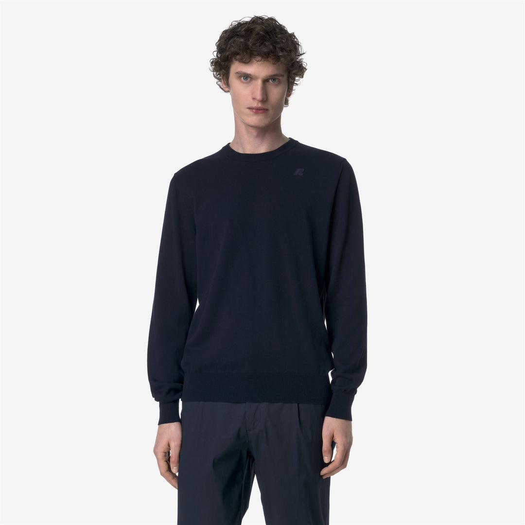 Deep Blue Men's Cotton Crewneck Pullover Sweater for Summer 01