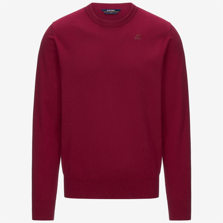 Suéter de algodón de cuello redondo para hombre en rojo oscuro para verano 1