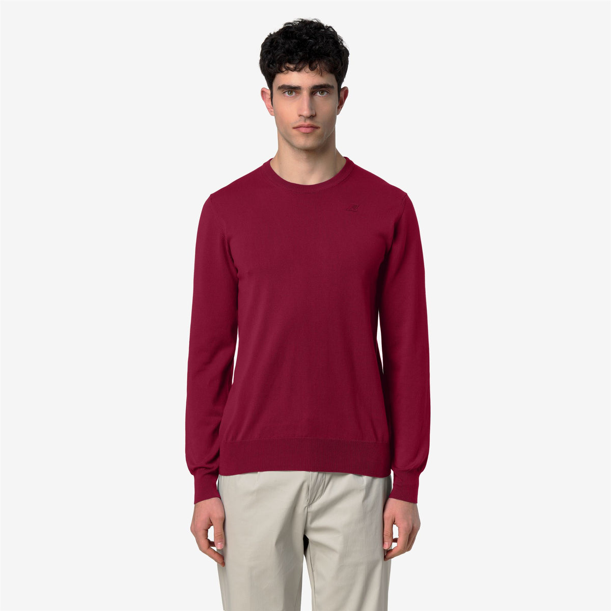 Knitwear_MAN_SEBASTIEN COTTON PS_Pull Over_Red Dk - Commercial 4