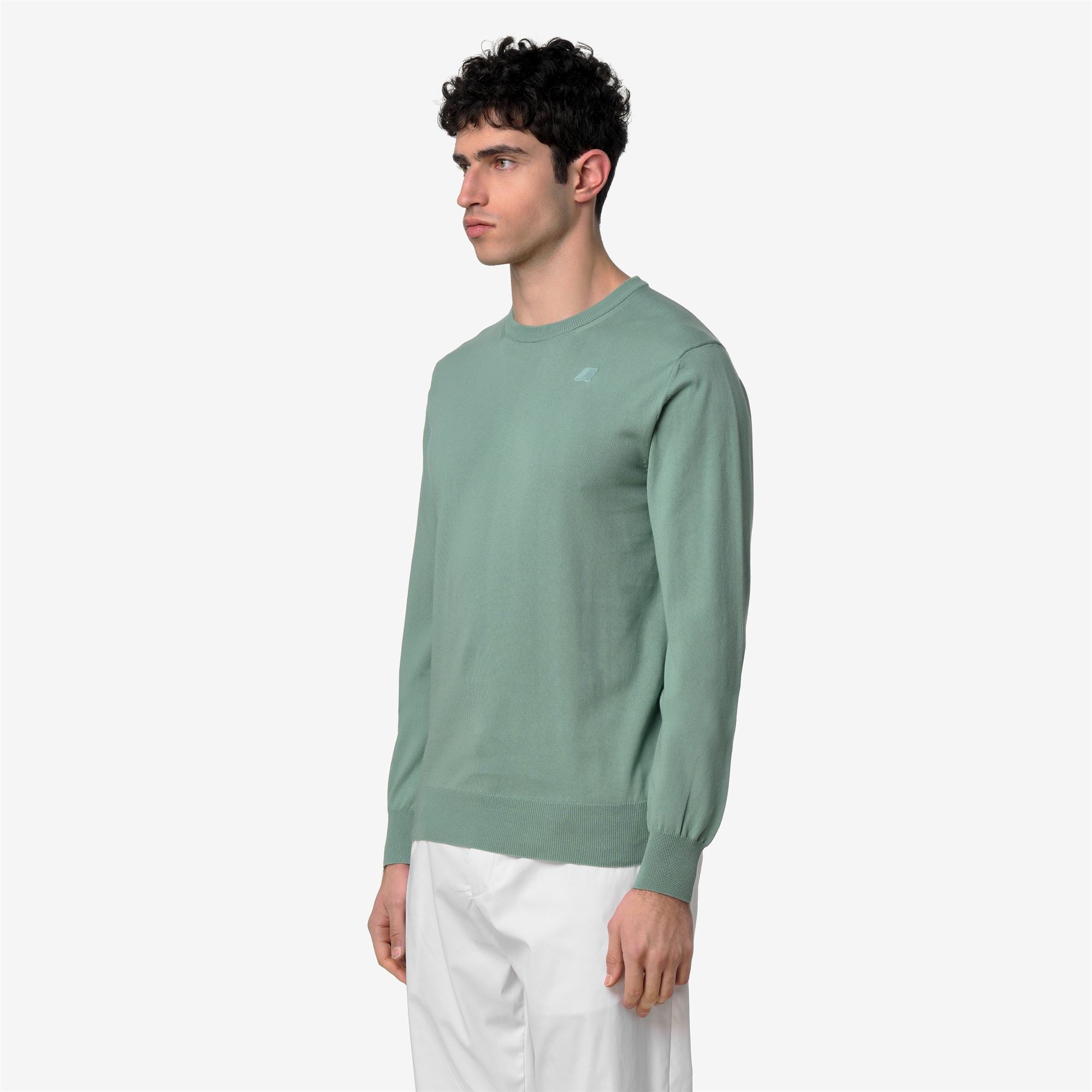 Knitwear_Man_SEBASTIEN COTTON PS_Pull Over_Green Blue Sage - Commercial 5