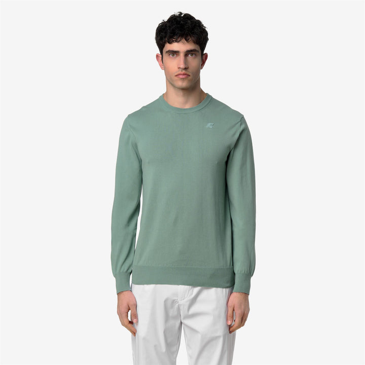 SEBASTIEN COTTON PS - KNITWEAR - Pull  Over - Man - GREEN BLUE SAGE 3