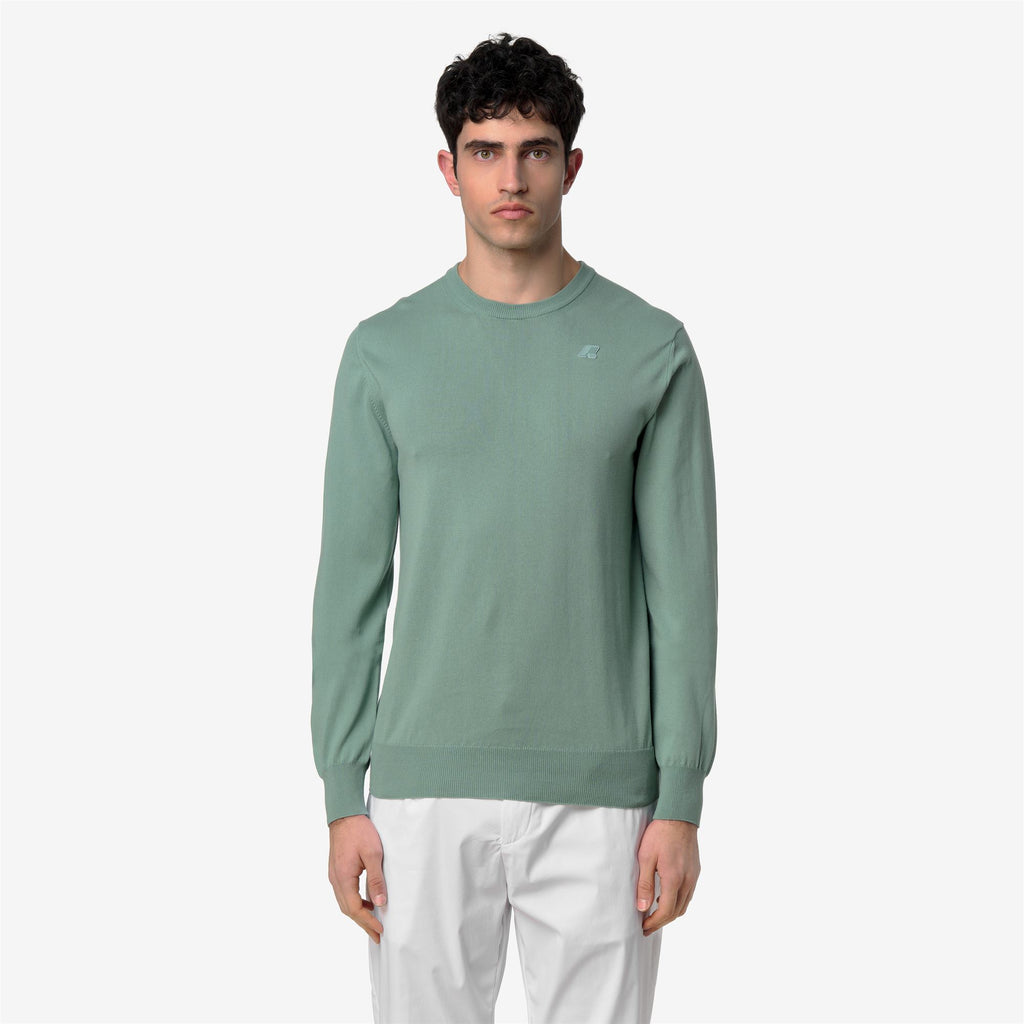 Knitwear_Man_SEBASTIEN COTTON PS_Pull Over_Green Blue Sage - Commercial 4