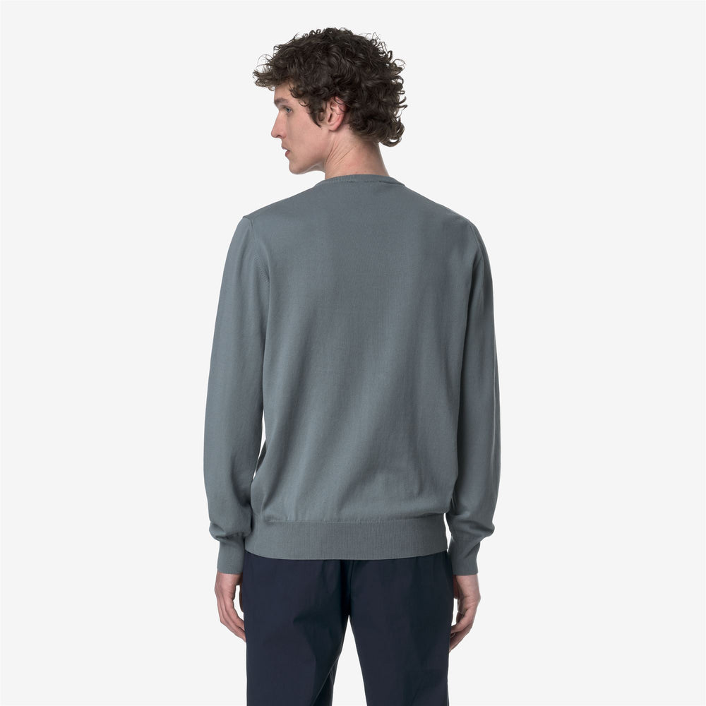 Grey Blue Men's Cotton Crewneck Pullover Sweater for Summer 02