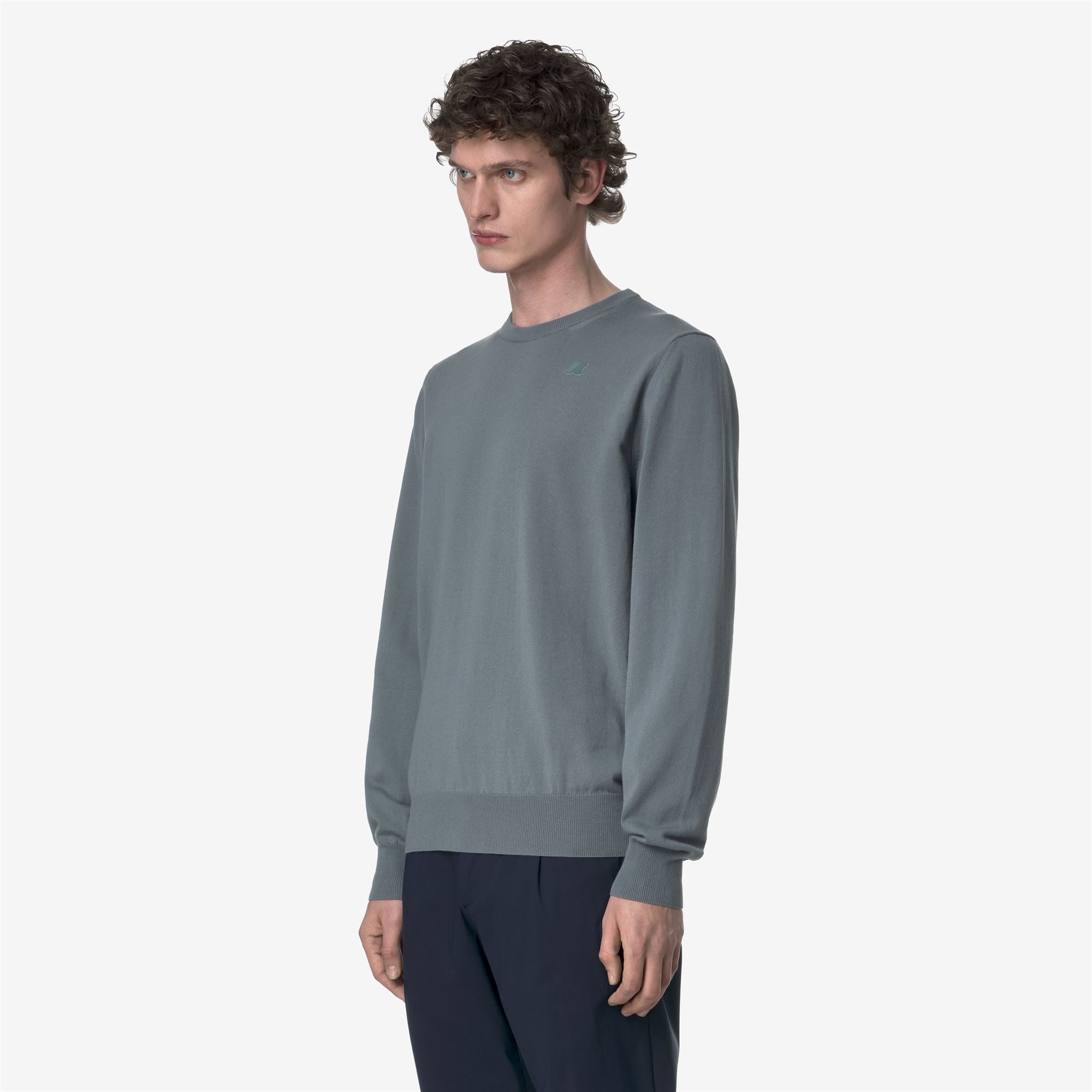 Knitwear_MAN_SEBASTIEN COTTON PS_Pull Over_Grey Sage - Commercial 5