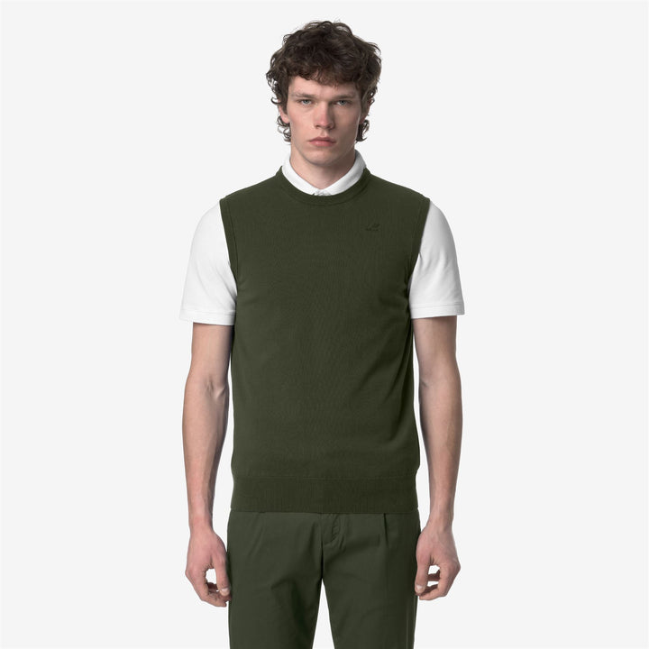Brown green Men's Cotton Crewneck Vest for Summer Wear 1