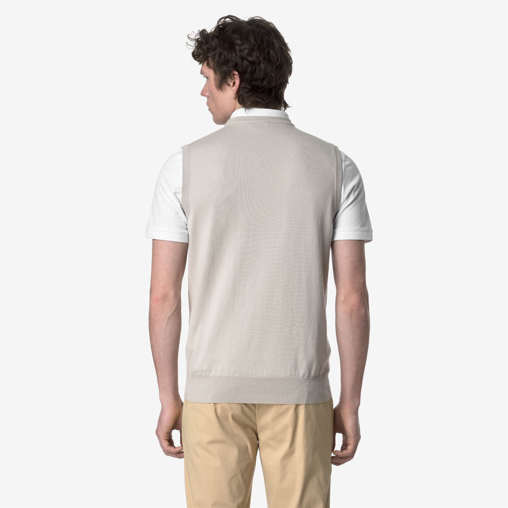 Beige Grey Men's Cotton Crewneck Vest for Summer Wear 02