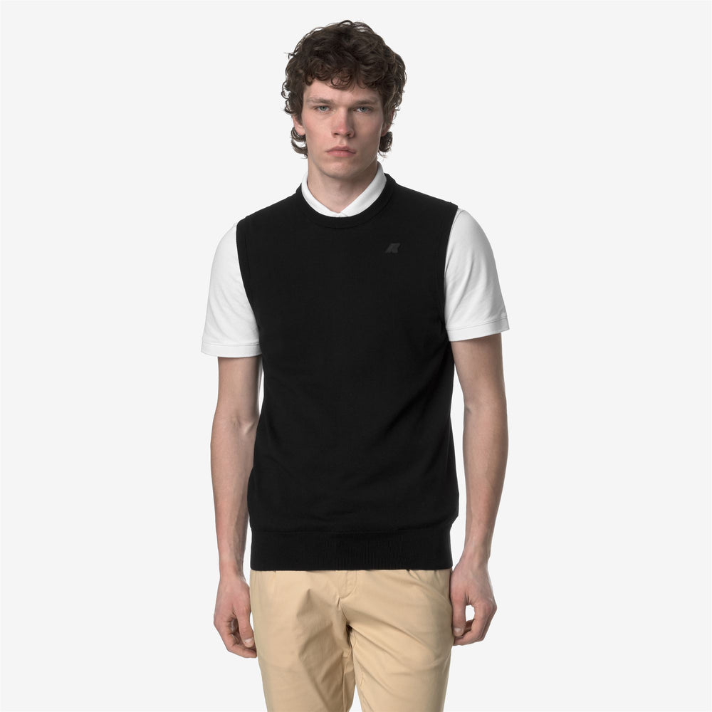 Black Grey Men's Cotton Crewneck Vest for Summer Wear 02