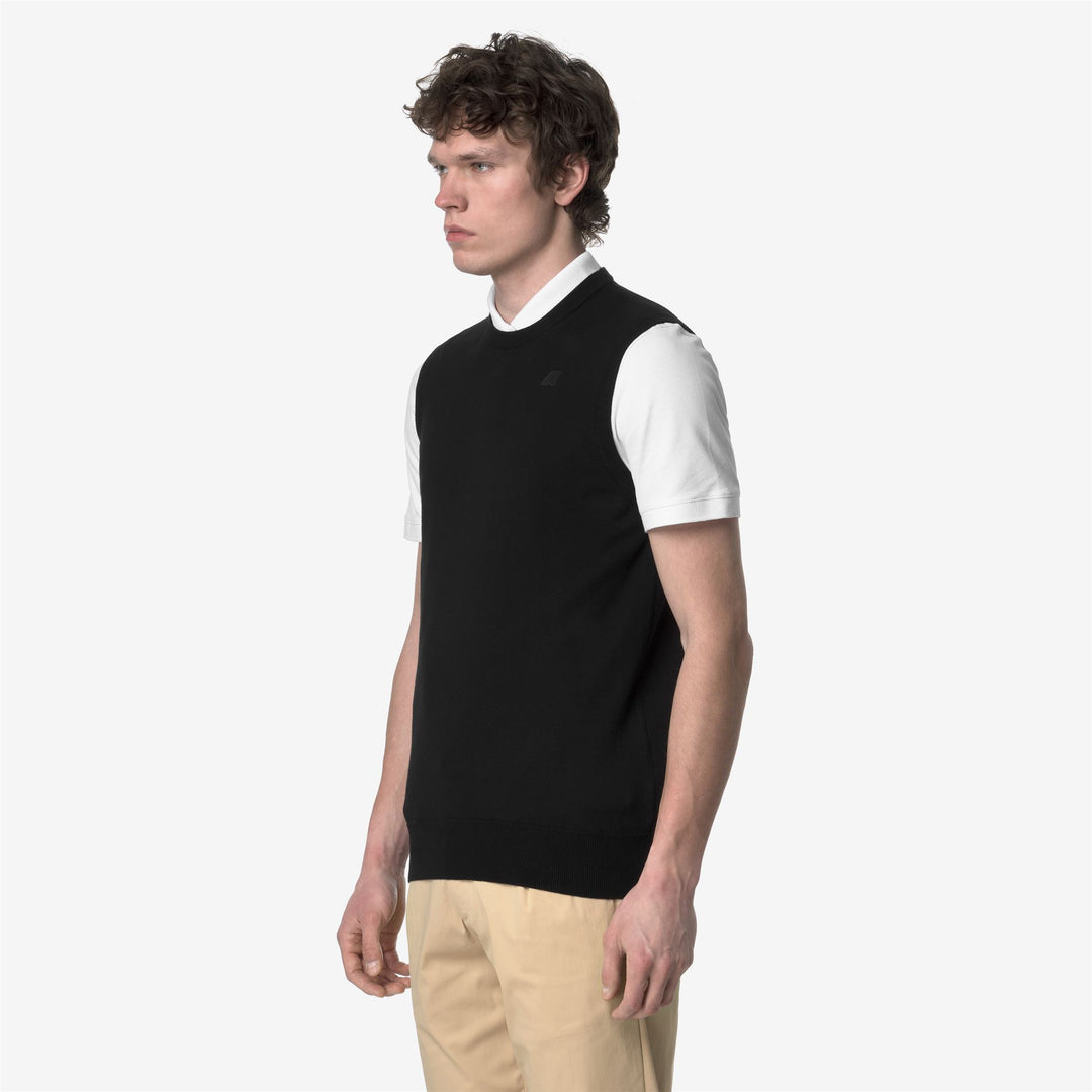 Black Grey Men's Cotton Crewneck Vest for Summer Wear main