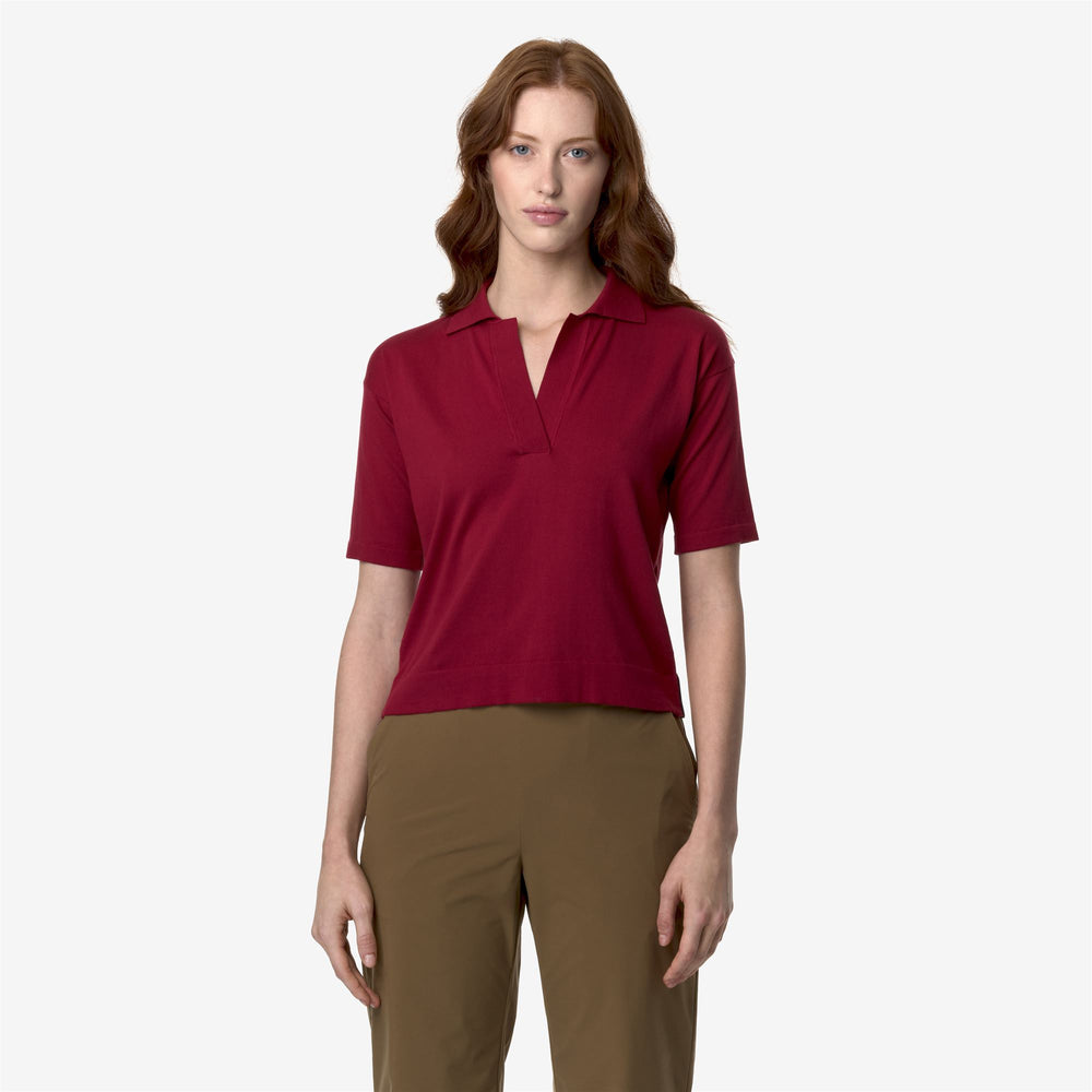 Dark Red Women's Polo Knitwear for City Wear 02