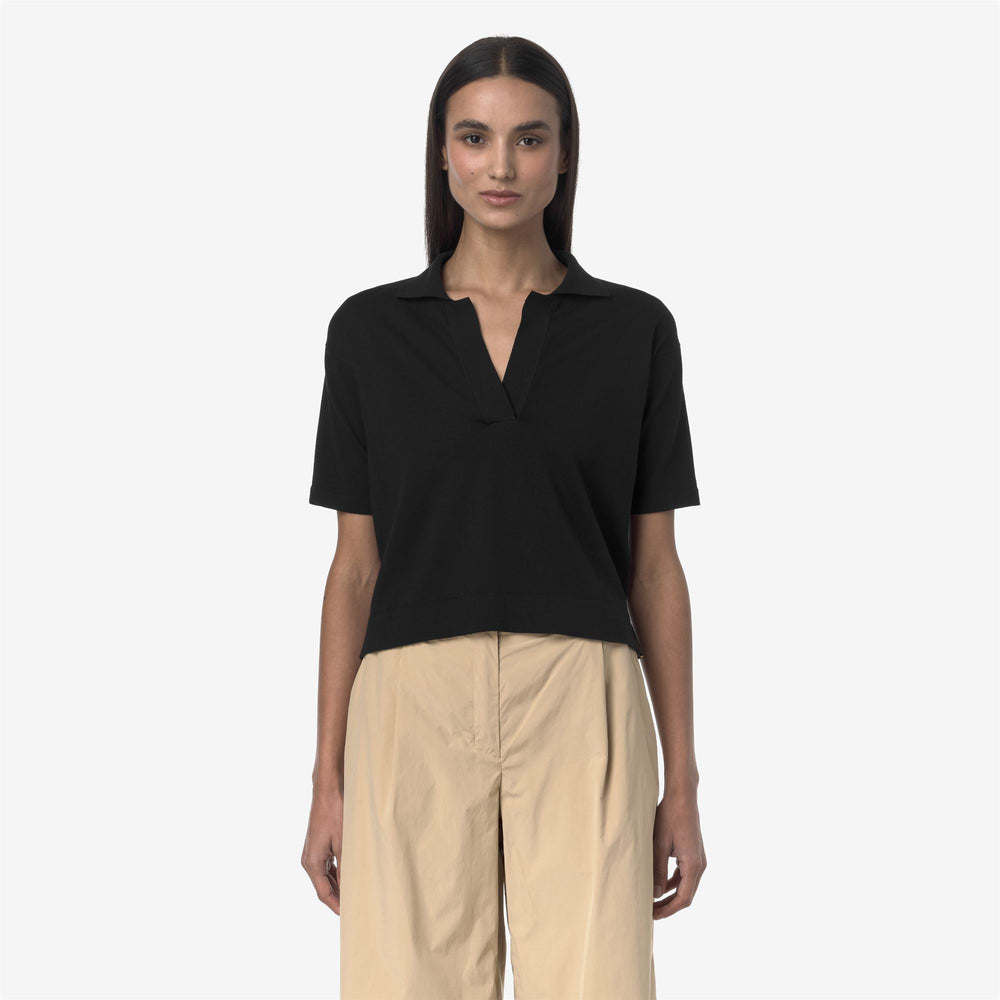 Grey Black Women's Classic Knit Polo Shirt for City Wear 02