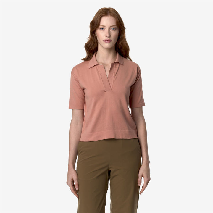 KNITWEAR Woman MARLHES Polo ROSE BROWN Dressed Back (jpg Rgb)		