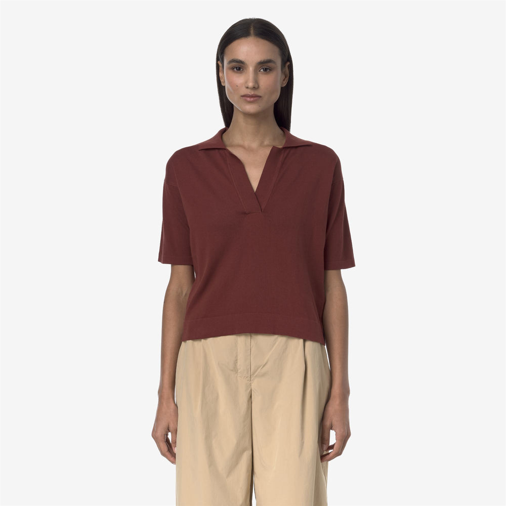 Fiery brown Women's Classic Knit Polo Shirt for City Wear 02