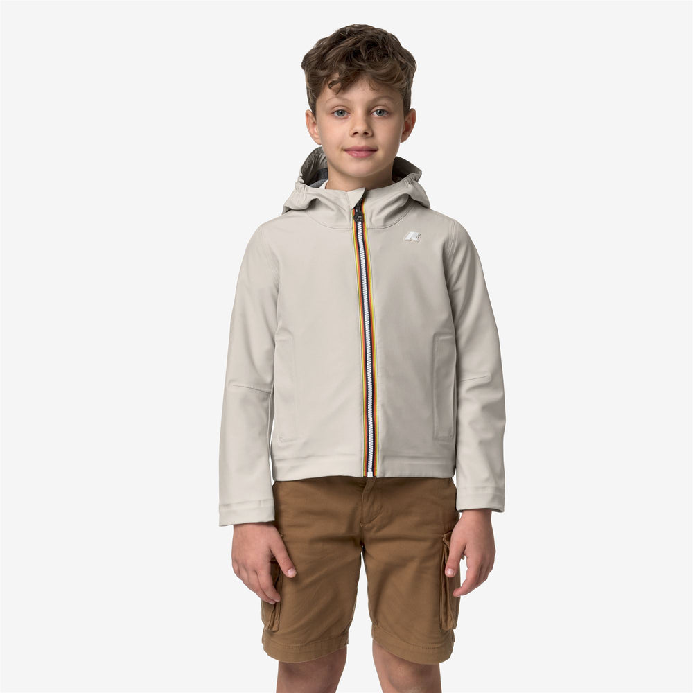 Beige Grey Boys' Slim Fit Waterproof Jacket for City Wear 02