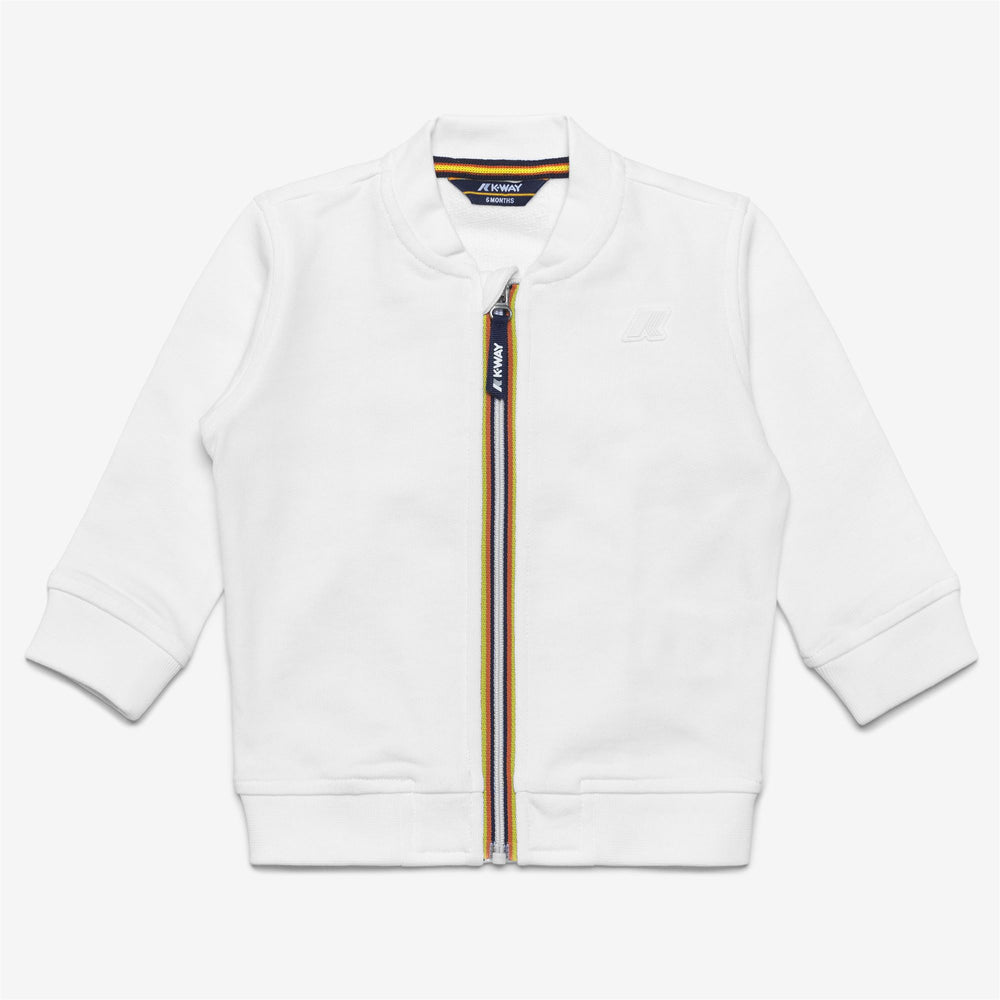 Completo unisex per bambini in cotone French Terry bianco con felpa con zip 02