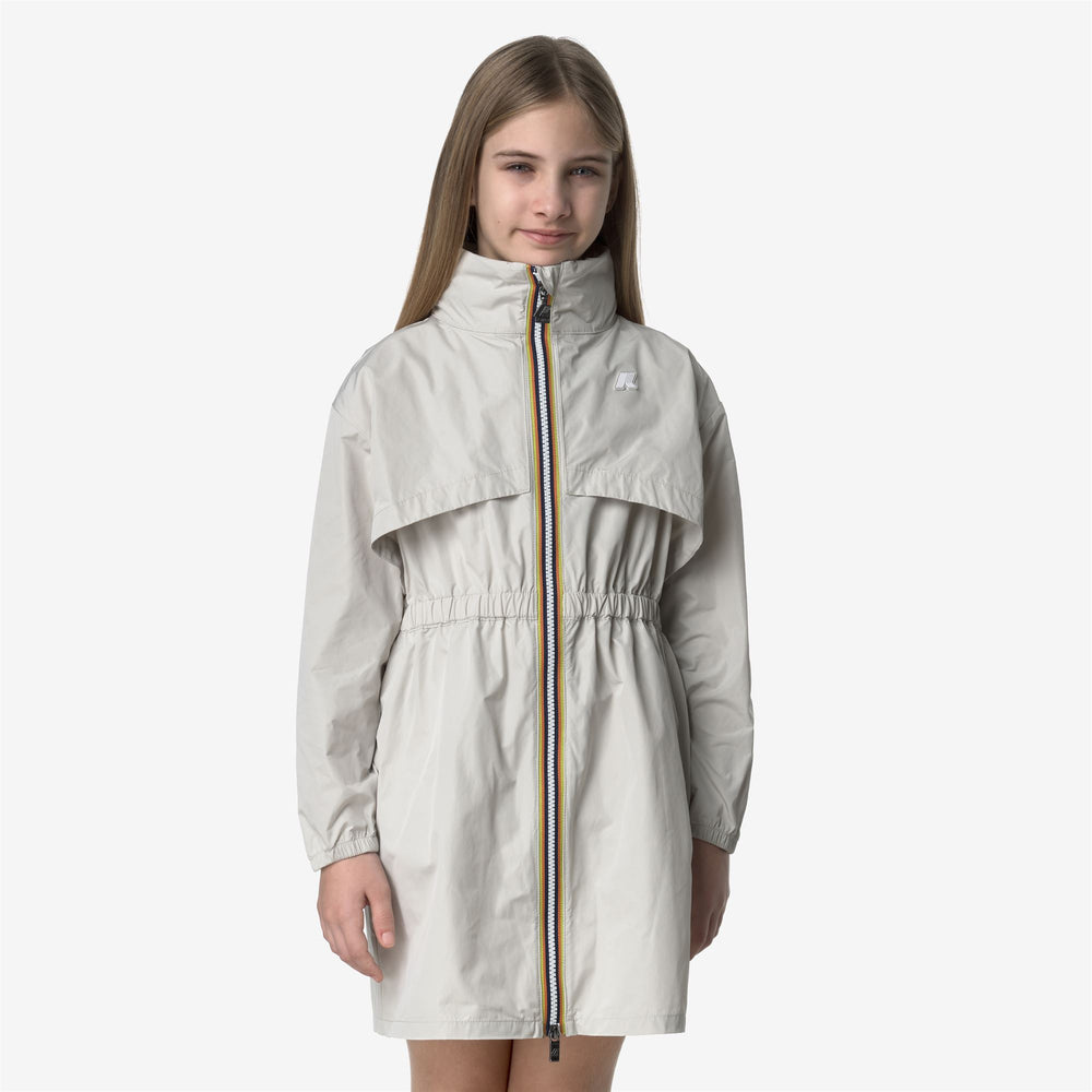 Beige Grey Girl's Summer 3/4 Length Jacket with Maxi Pockets 02