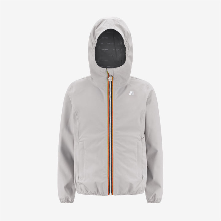 Chaqueta impermeable ajustable con capucha para niña en beige y gris 5