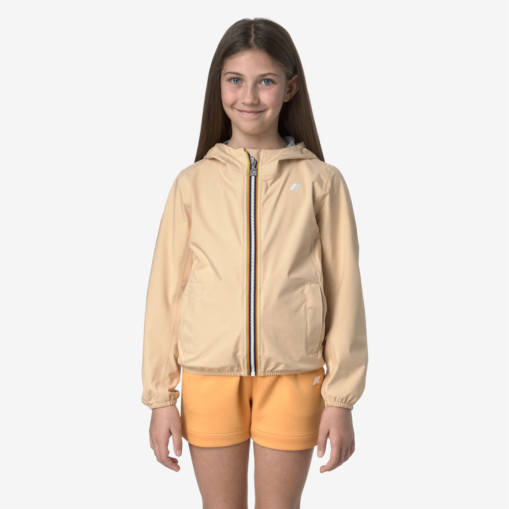 Beige Orange Girls' Slim Fit Waterproof Jacket 02