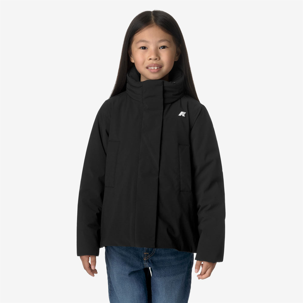 Black Grey Girls' Warm Short Jacket 02
