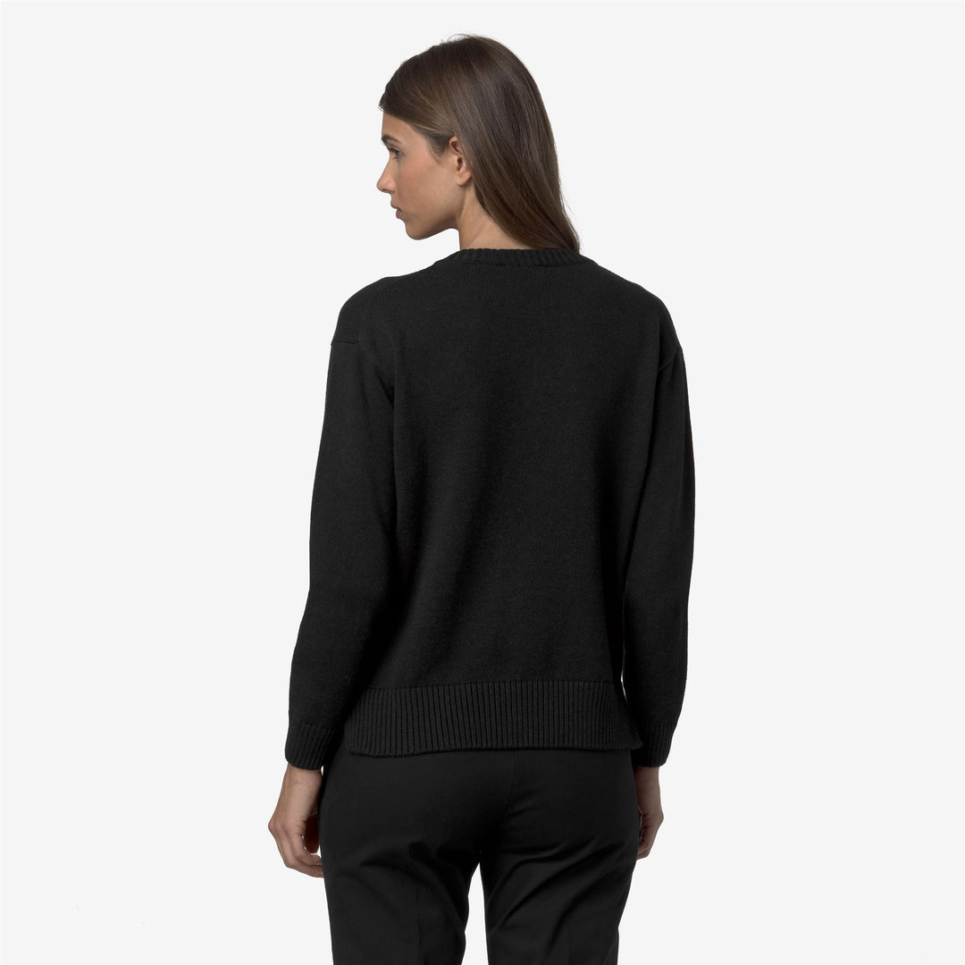 Maglione pullover in cotone e cashmere con scollo a V da donna nero main