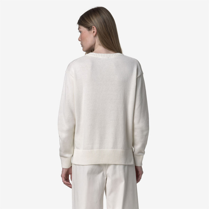 Maglione bianco da donna in cotone e cashmere con scollo a V 5