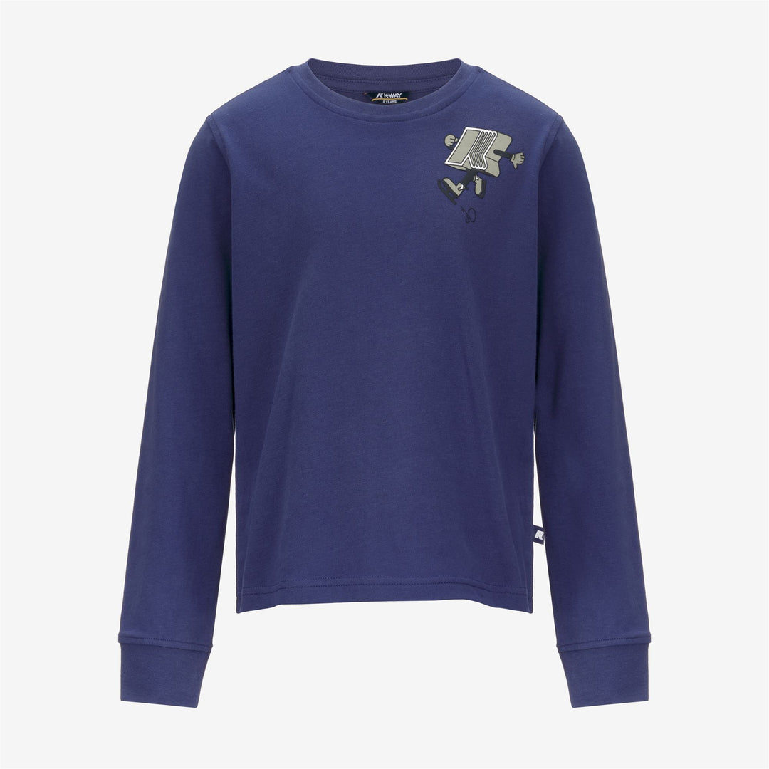 T-shirt leggera in cotone color cobalto intenso da bambino con dettagli sportivi 01