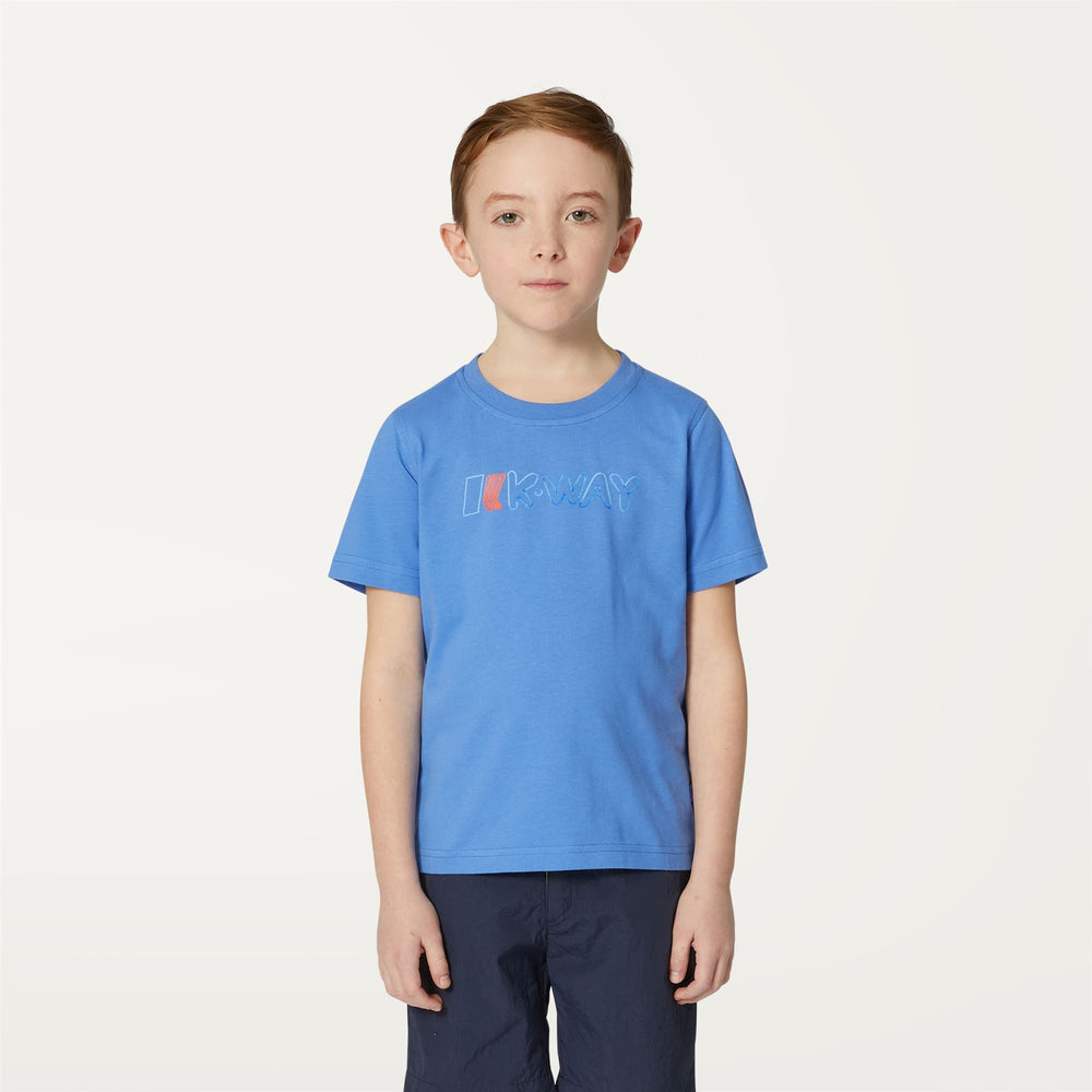 T-Shirt Casual in Cotone Blu Ultramarino per Ragazzo con Stampa Graffiti 02
