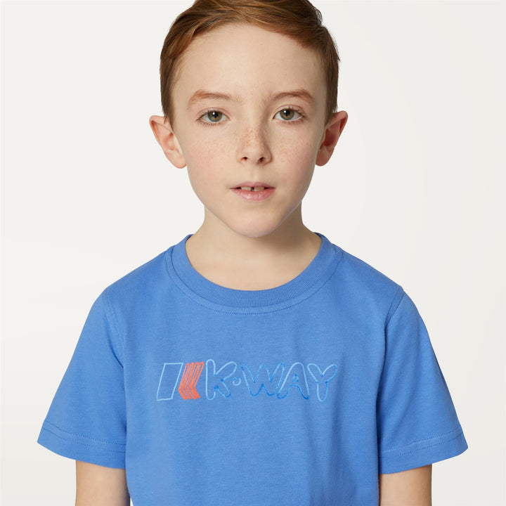 T-Shirt Casual in Cotone Blu Ultramarino per Ragazzo con Stampa Graffiti 2