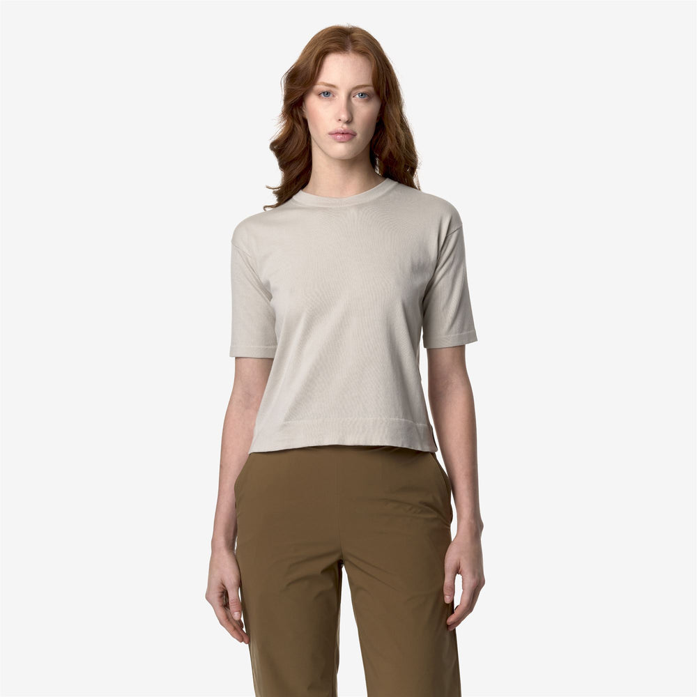 Beige Grey Women's Cropped Knit Sweater for City Wear 02