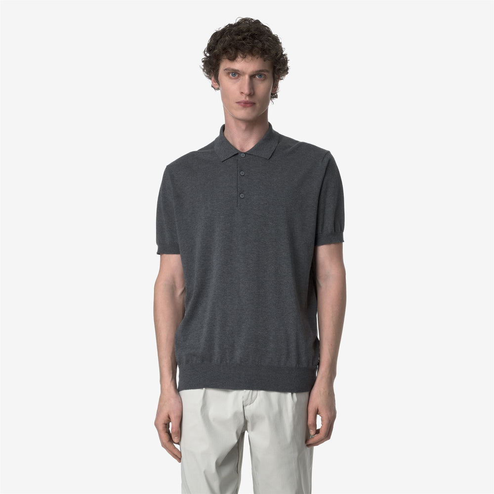 Grey Men's Classic Knit Polo Shirt for City Wear 02