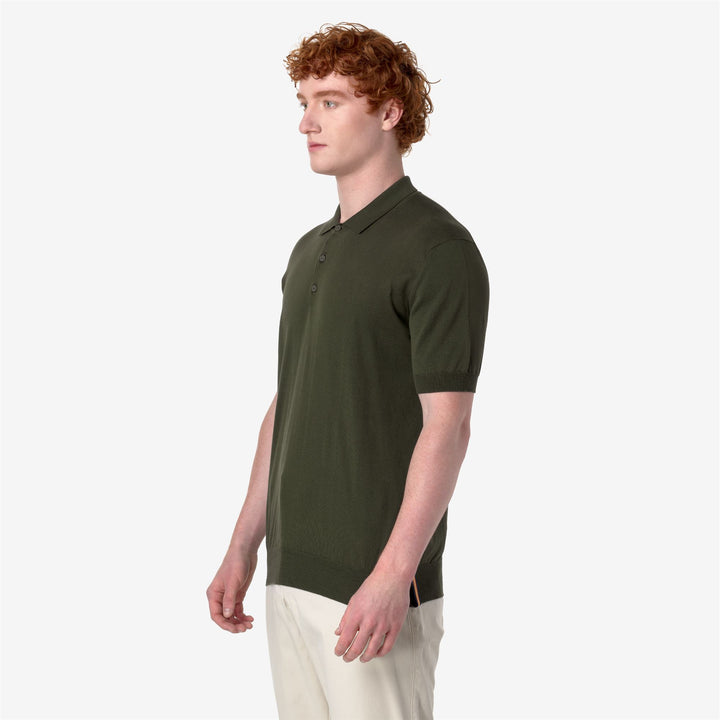 Camisa polo clásica de algodón para hombre en marrón y verde 4