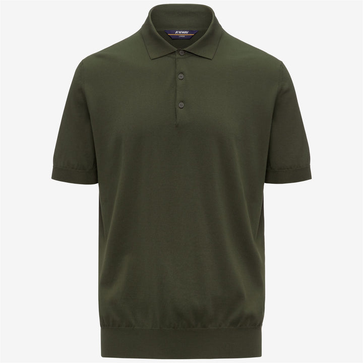Camisa polo clásica de algodón para hombre en marrón y verde 1