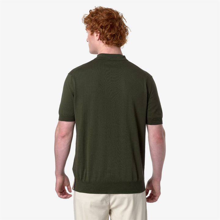 Camisa polo clásica de algodón para hombre en marrón y verde 5