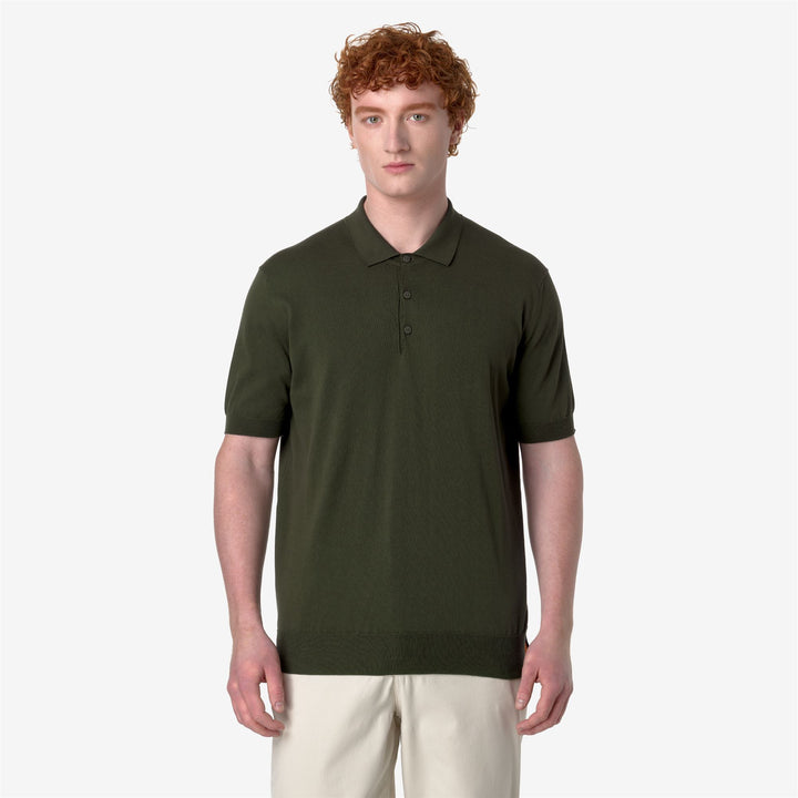 Camisa polo clásica de algodón para hombre en marrón y verde 3