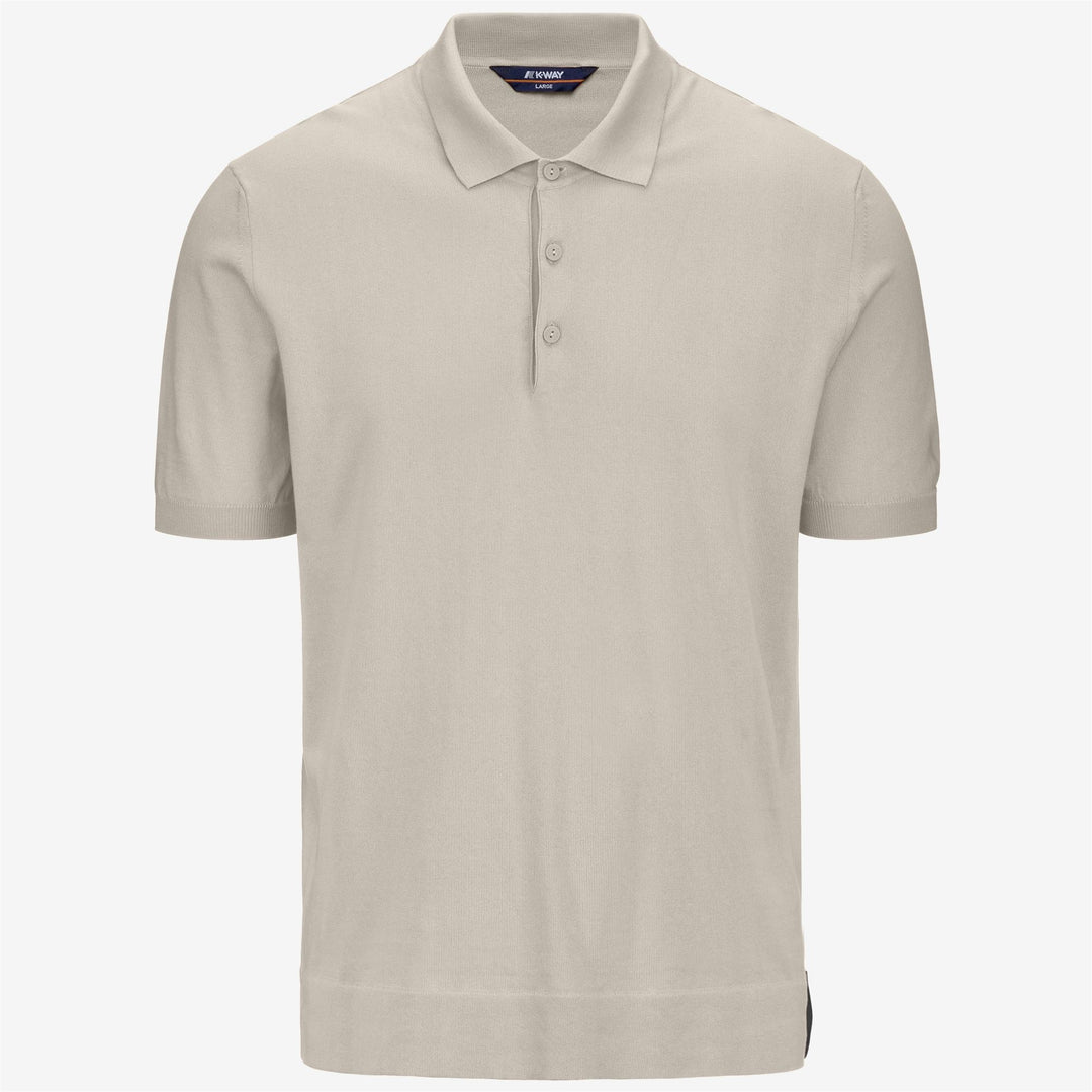 Beige Grey Men's Classic Knit Polo Shirt for City Wear 01