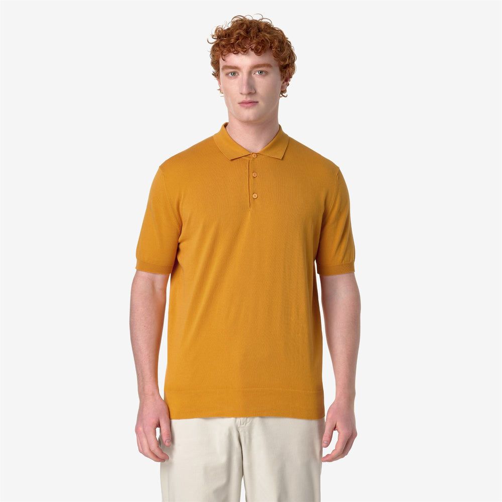 Polo Classica In Maglia Uomo Arancione Chiaro Per Uso Cittadino 02